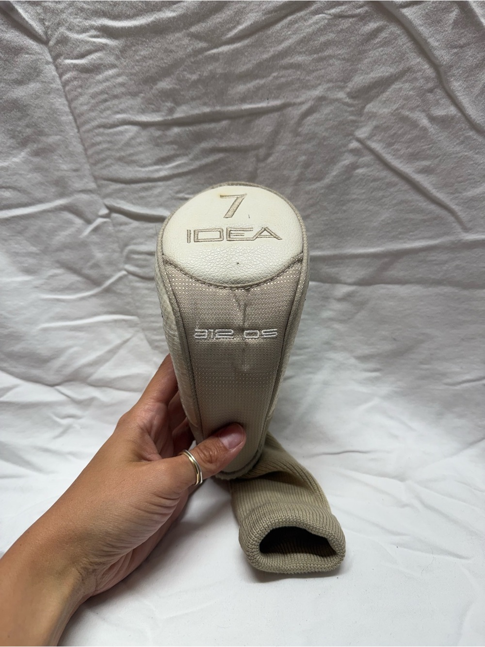 Adams Golf Idea a2 OS 7 Hybrid Headcover OEM Beige Tan Knit Golf Club Cover